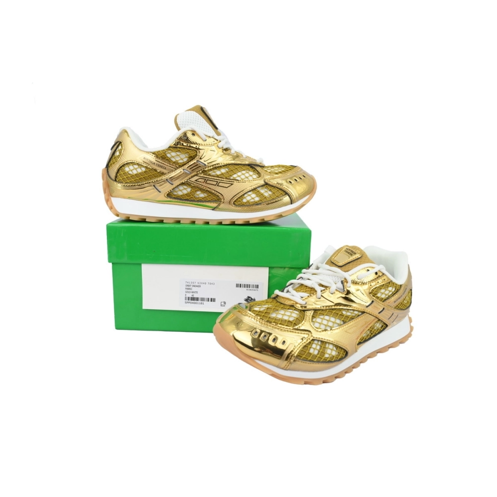 premium reps Bottega Veneta Orbit Sneaker Golden sneakers at Shoes Official. Shop iconic styles from top brands
