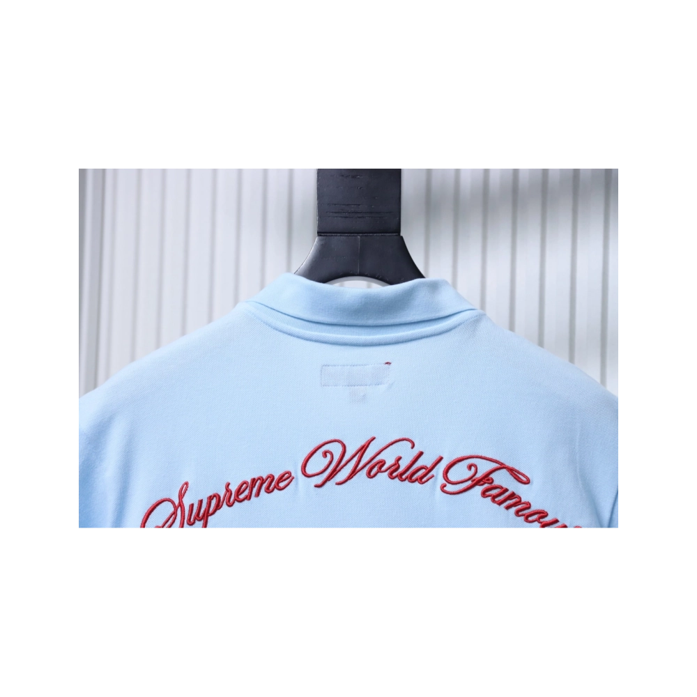 premium reps Supreme 25SS No.7 Script Embroidered Short-Sleeve Polo Shirt Sky Blue sneakers at Shoes Official. Shop iconic style