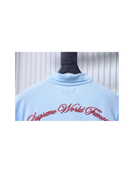 premium reps Supreme 25SS No.7 Script Embroidered Short-Sleeve Polo Shirt Sky Blue sneakers at Shoes Official. Shop iconic style