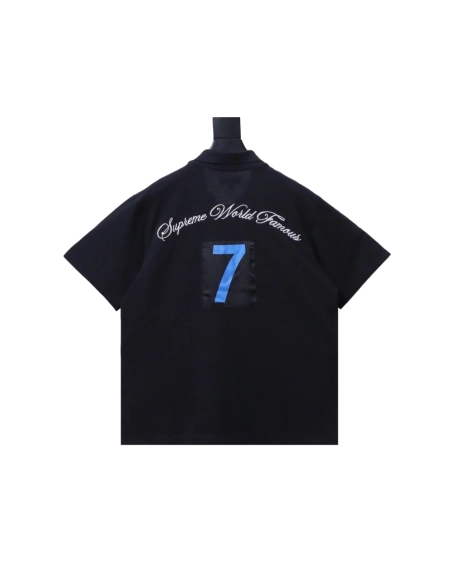 premium reps Supreme 25SS No.7 Script Embroidered Short-Sleeve Polo Shirt Black sneakers at Shoes Official. Shop iconic styles f