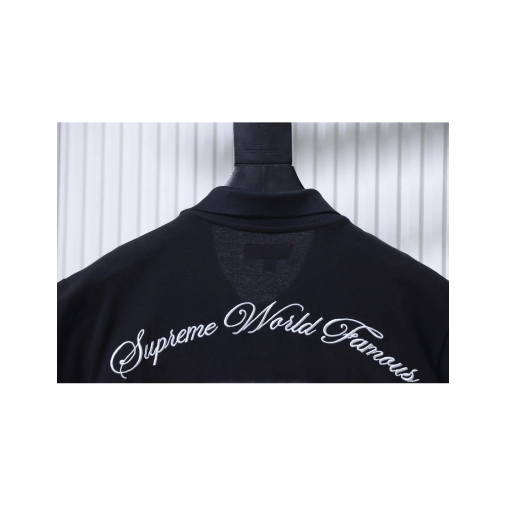 premium reps Supreme 25SS No.7 Script Embroidered Short-Sleeve Polo Shirt Black sneakers at Shoes Official. Shop iconic styles f