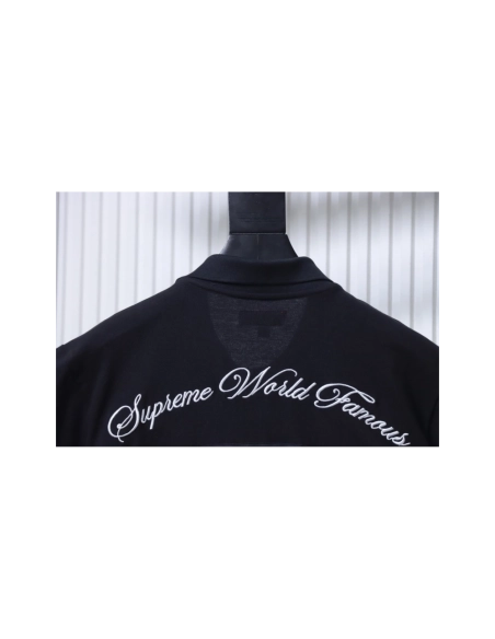 premium reps Supreme 25SS No.7 Script Embroidered Short-Sleeve Polo Shirt Black sneakers at Shoes Official. Shop iconic styles f