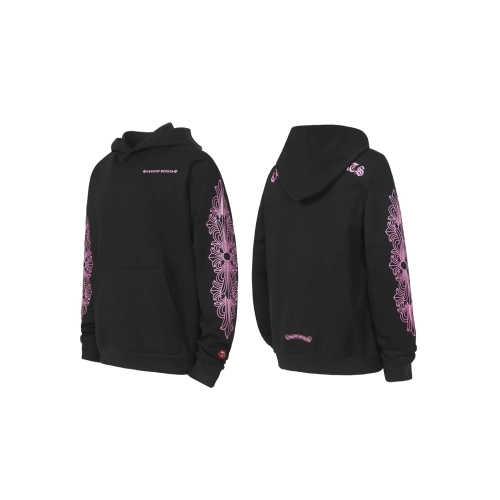 premium reps Chrome Hearts Hoodie with Purple Horseshoe and Floral Sleeve Print Black sneakers at Shoes Official. Shop iconic st