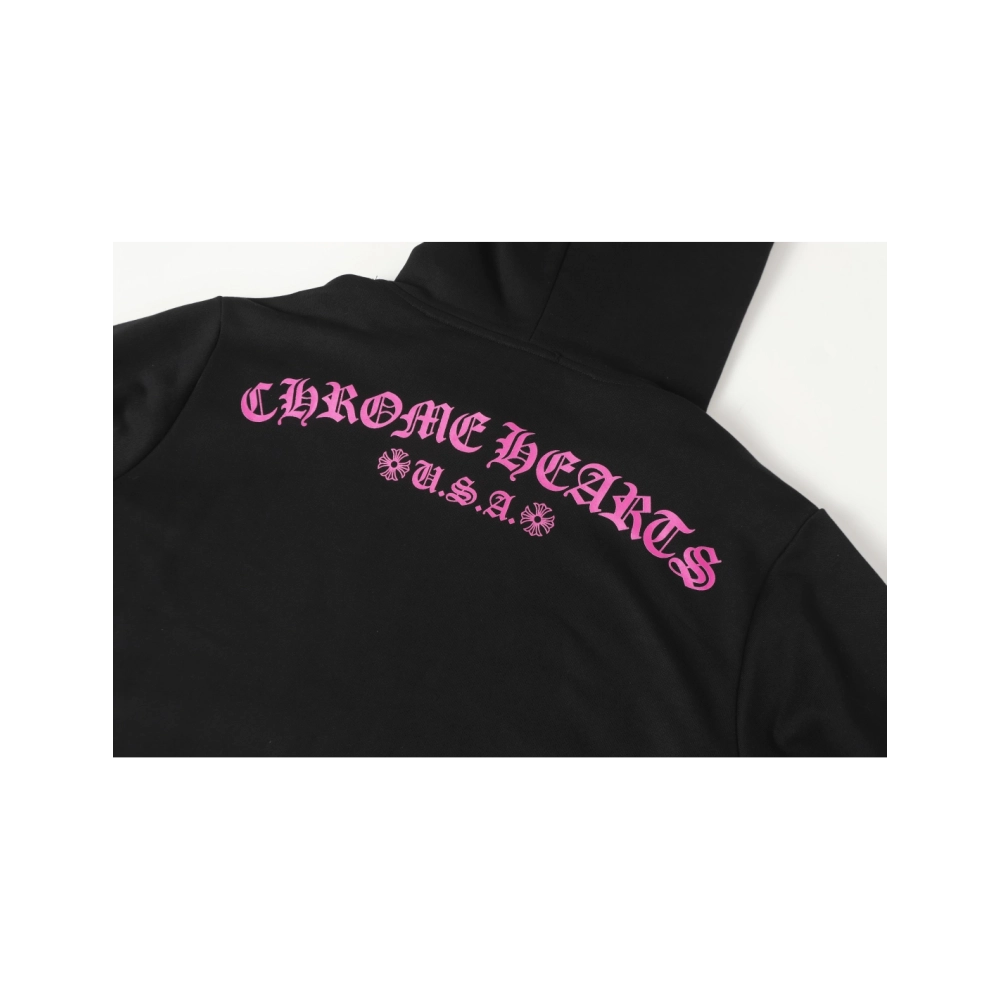 premium reps Chrome Hearts Hoodie with Purple Horseshoe and Floral Sleeve Print Black sneakers at Shoes Official. Shop iconic st