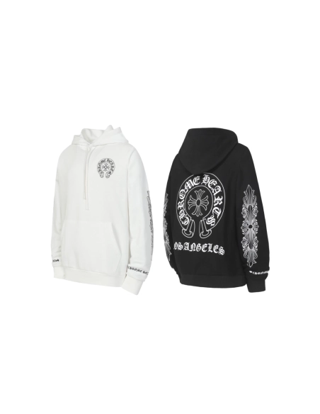 premium reps Chrome Hearts Horseshoe Floral Cross Sleeve Sweatshirt Black White sneakers at Shoes Official. Shop iconic styles f