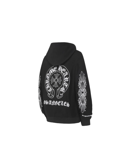 premium reps Chrome Hearts Horseshoe Floral Cross Sleeve Sweatshirt Black White sneakers at Shoes Official. Shop iconic styles f
