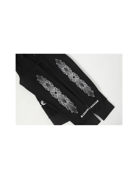premium reps Chrome Hearts Horseshoe Floral Cross Sleeve Sweatshirt Black White sneakers at Shoes Official. Shop iconic styles f
