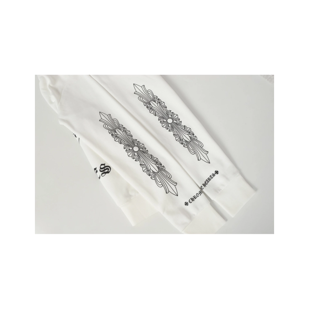 premium reps Chrome Hearts Horseshoe Floral Cross Sleeve Sweatshirt Black White sneakers at Shoes Official. Shop iconic styles f