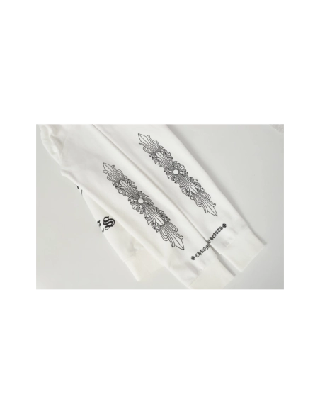 premium reps Chrome Hearts Horseshoe Floral Cross Sleeve Sweatshirt Black White sneakers at Shoes Official. Shop iconic styles f