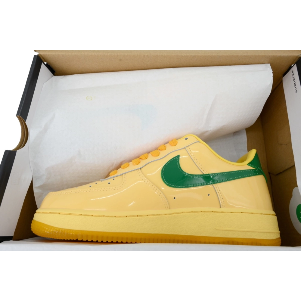 premium reps Nike Air Force 1 Low Patent Leather Topaz GoldIO4489-700 sneakers at Shoes Official. Shop iconic styles from top br