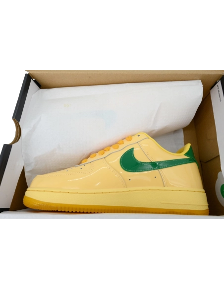 premium reps Nike Air Force 1 Low Patent Leather Topaz GoldIO4489-700 sneakers at Shoes Official. Shop iconic styles from top br