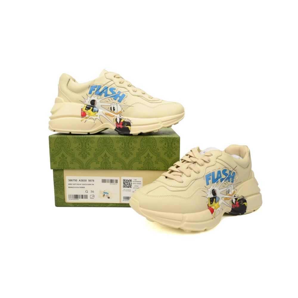 premium reps Gucci Rhyton x Disney Donald Duck sneakers at Shoes Official. Shop iconic styles from top brands