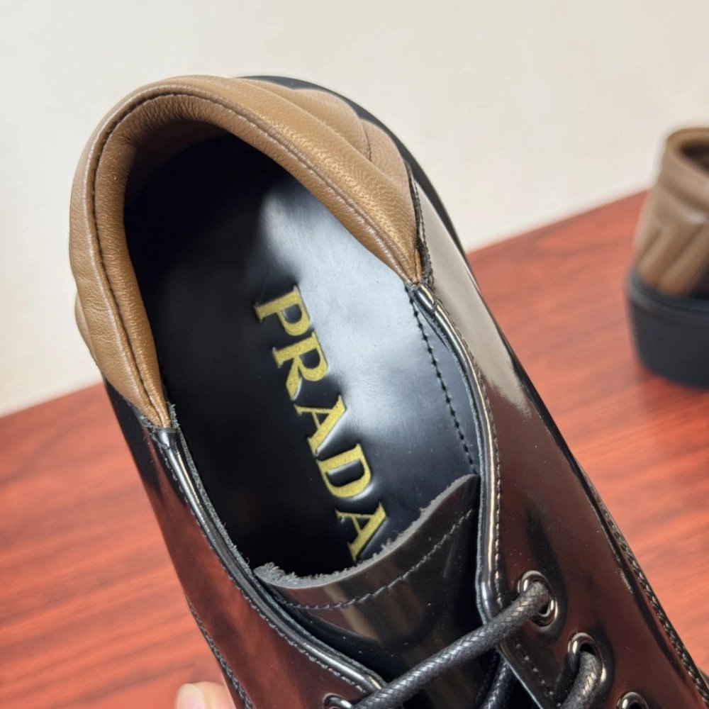 Prada leather shoes 092,PRADA SNEAKERS,Luxury Shoes