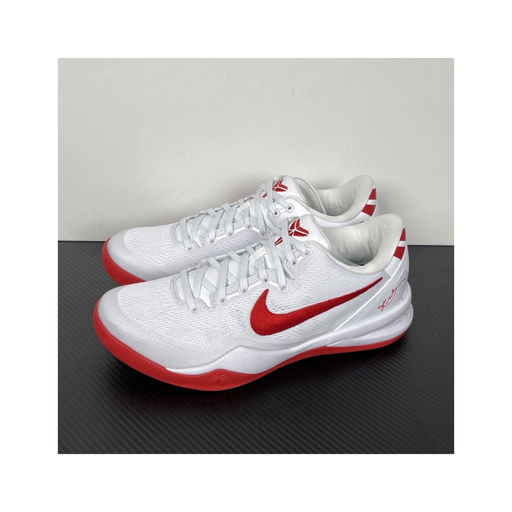 Nike Kobe 8 Protro TB Promo in White University Red HM6469-101 , Elite Performance Basketball Shoes , Premium SneakersStreetwear