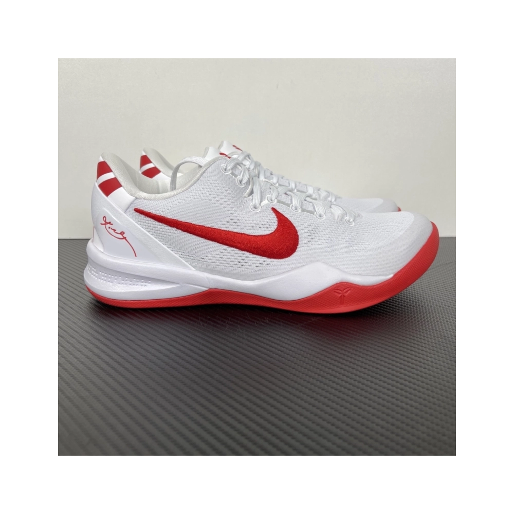 Nike Kobe 8 Protro TB Promo in White University Red HM6469-101 , Elite Performance Basketball Shoes , Premium SneakersStreetwear