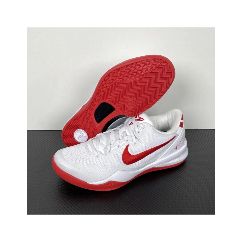 Nike Kobe 8 Protro TB Promo in White University Red HM6469-101 , Elite Performance Basketball Shoes , Premium SneakersStreetwear