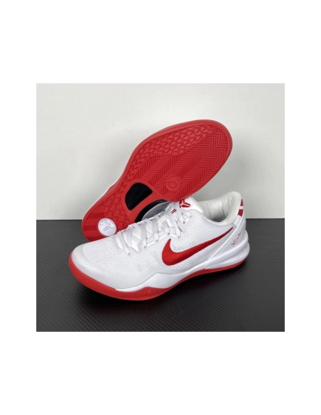 Nike Kobe 8 Protro TB Promo in White University Red HM6469-101 , Elite Performance Basketball Shoes , Premium SneakersStreetwear