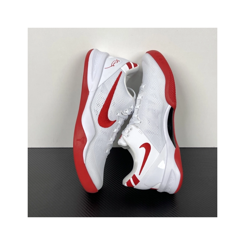 Nike Kobe 8 Protro TB Promo in White University Red HM6469-101 , Elite Performance Basketball Shoes , Premium SneakersStreetwear