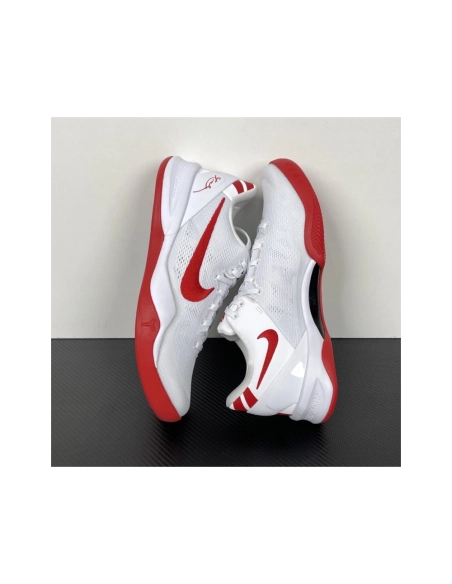 Nike Kobe 8 Protro TB Promo in White University Red HM6469-101 , Elite Performance Basketball Shoes , Premium SneakersStreetwear