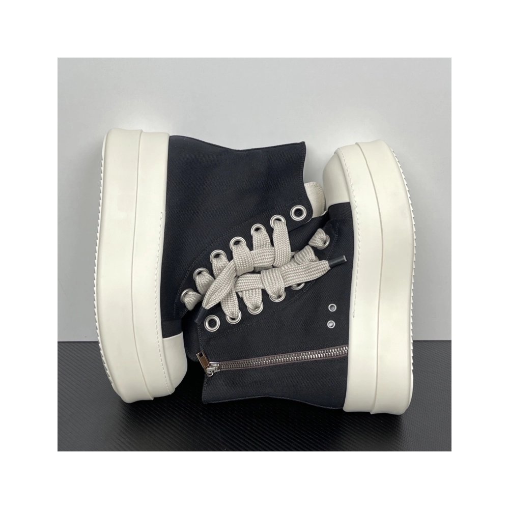 Rick Owens DRKSHDW Mega Bumper Jumbolace Sneaks - Black / Milk DU01F4850 DOW2 , Premium SneakersStreetwear , Worldwide Shipping