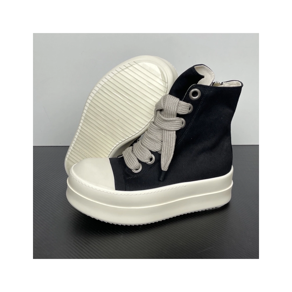 Rick Owens DRKSHDW Mega Bumper Jumbolace Sneaks - Black / Milk DU01F4850 DOW2 , Premium SneakersStreetwear , Worldwide Shipping