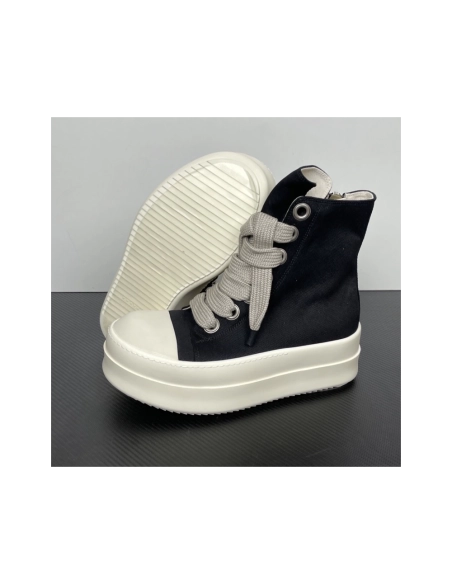 Rick Owens DRKSHDW Mega Bumper Jumbolace Sneaks - Black / Milk DU01F4850 DOW2 , Premium SneakersStreetwear , Worldwide Shipping