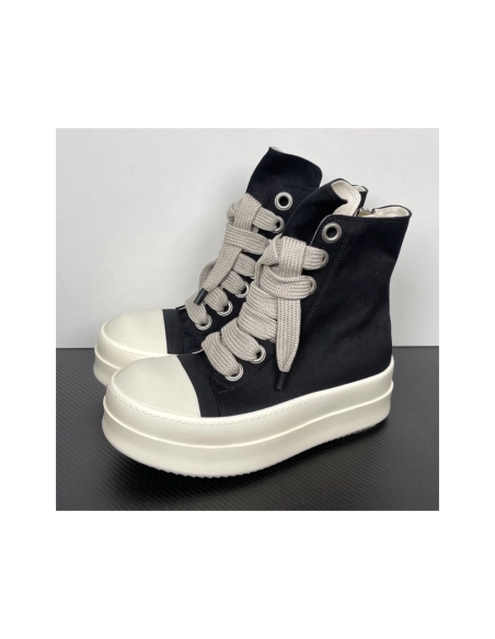 Rick Owens DRKSHDW Mega Bumper Jumbolace Sneaks - Black / Milk DU01F4850 DOW2 , Premium SneakersStreetwear , Worldwide Shipping