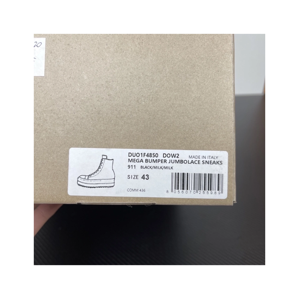 Rick Owens DRKSHDW Mega Bumper Jumbolace Sneaks - Black / Milk DU01F4850 DOW2 , Premium SneakersStreetwear , Worldwide Shipping
