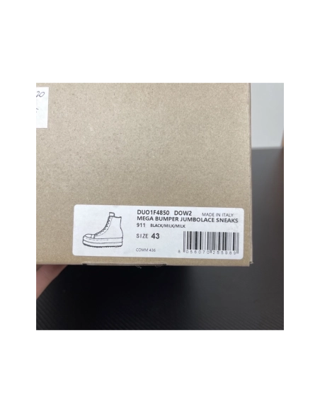 Rick Owens DRKSHDW Mega Bumper Jumbolace Sneaks - Black / Milk DU01F4850 DOW2 , Premium SneakersStreetwear , Worldwide Shipping