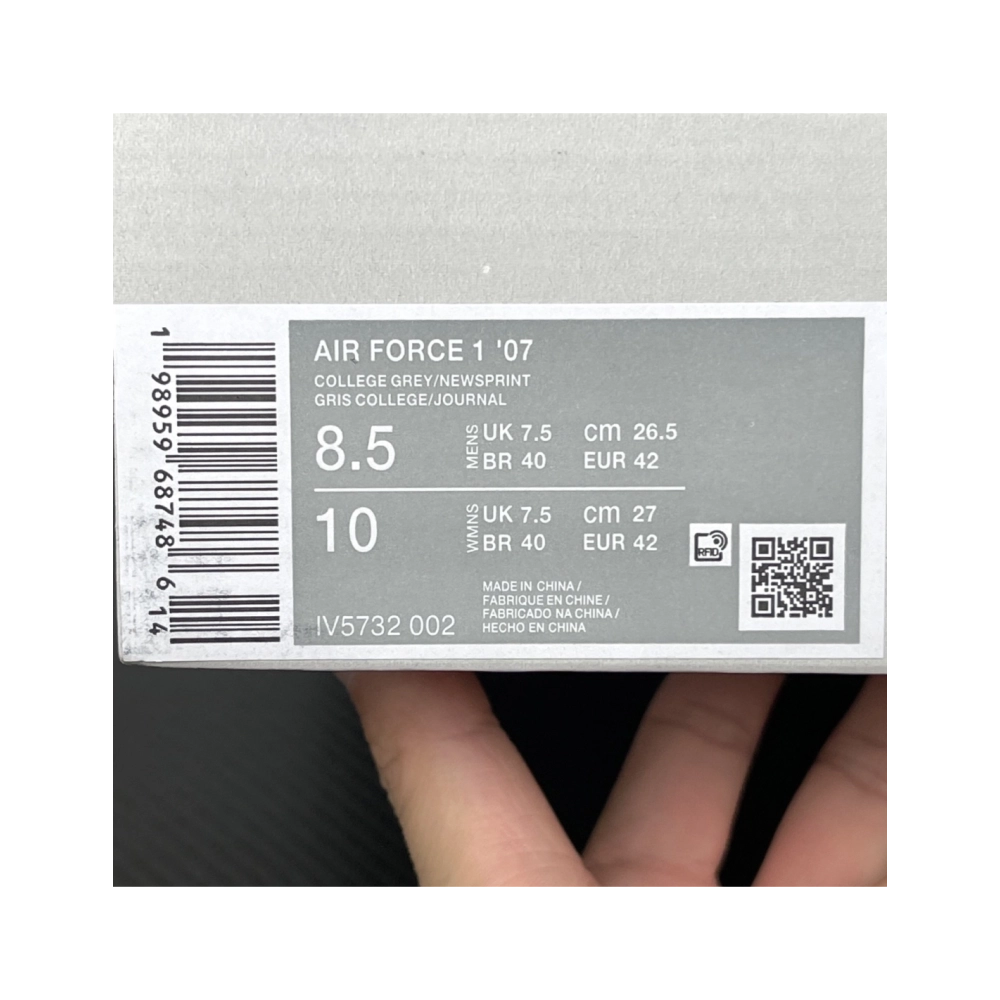 Nike Air Force 1 Low '07 - College Grey / Newsprint Carbon Fiber IV5732-002 , Premium SneakersStreetwear , Worldwide Shippin