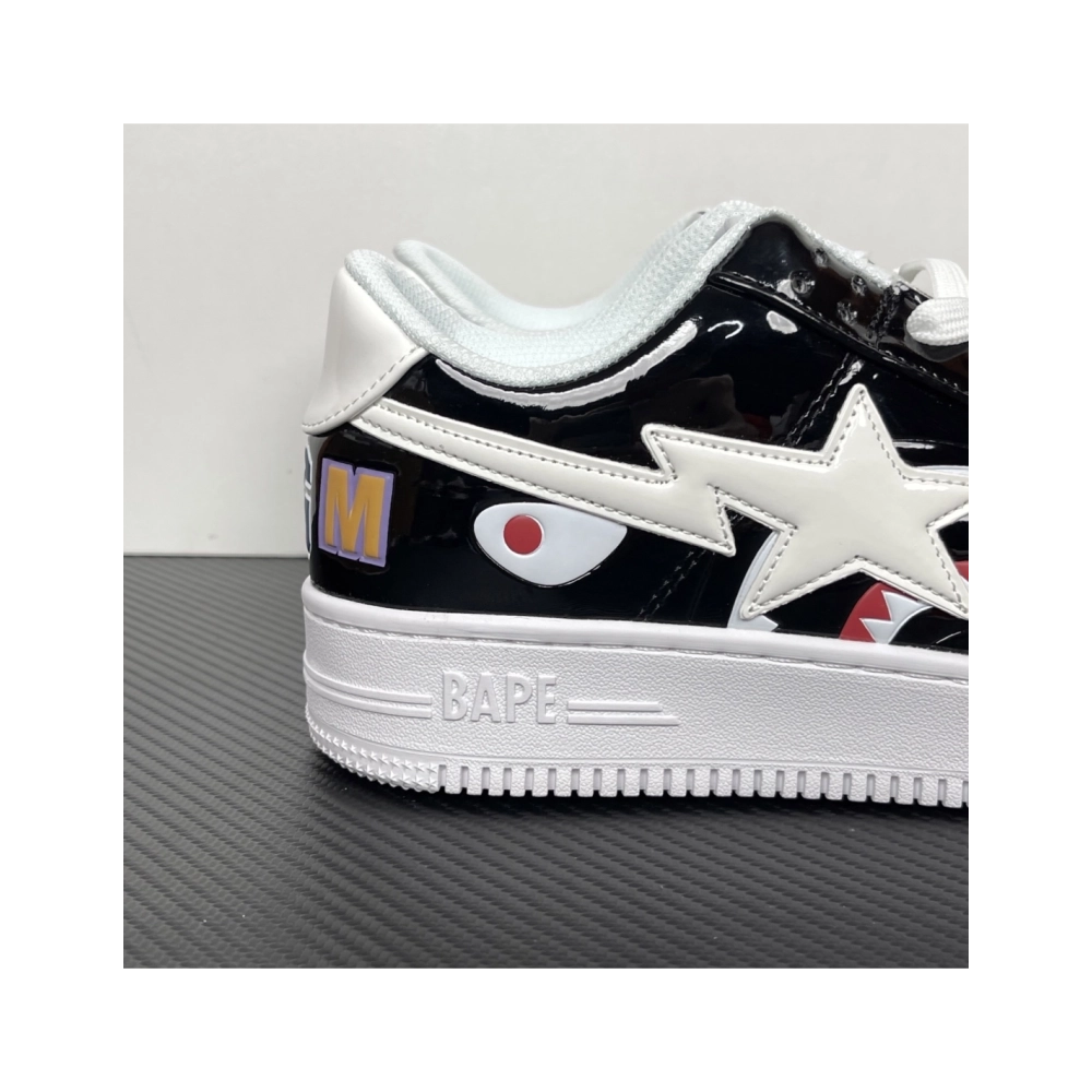 A Bathing Ape BAPE Bapesta Low Shark - White / Black 1G80-191-009 , Premium SneakersStreetwear , Worldwide Shipping