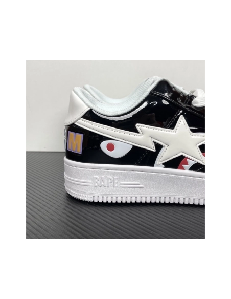 A Bathing Ape BAPE Bapesta Low Shark - White / Black 1G80-191-009 , Premium SneakersStreetwear , Worldwide Shipping