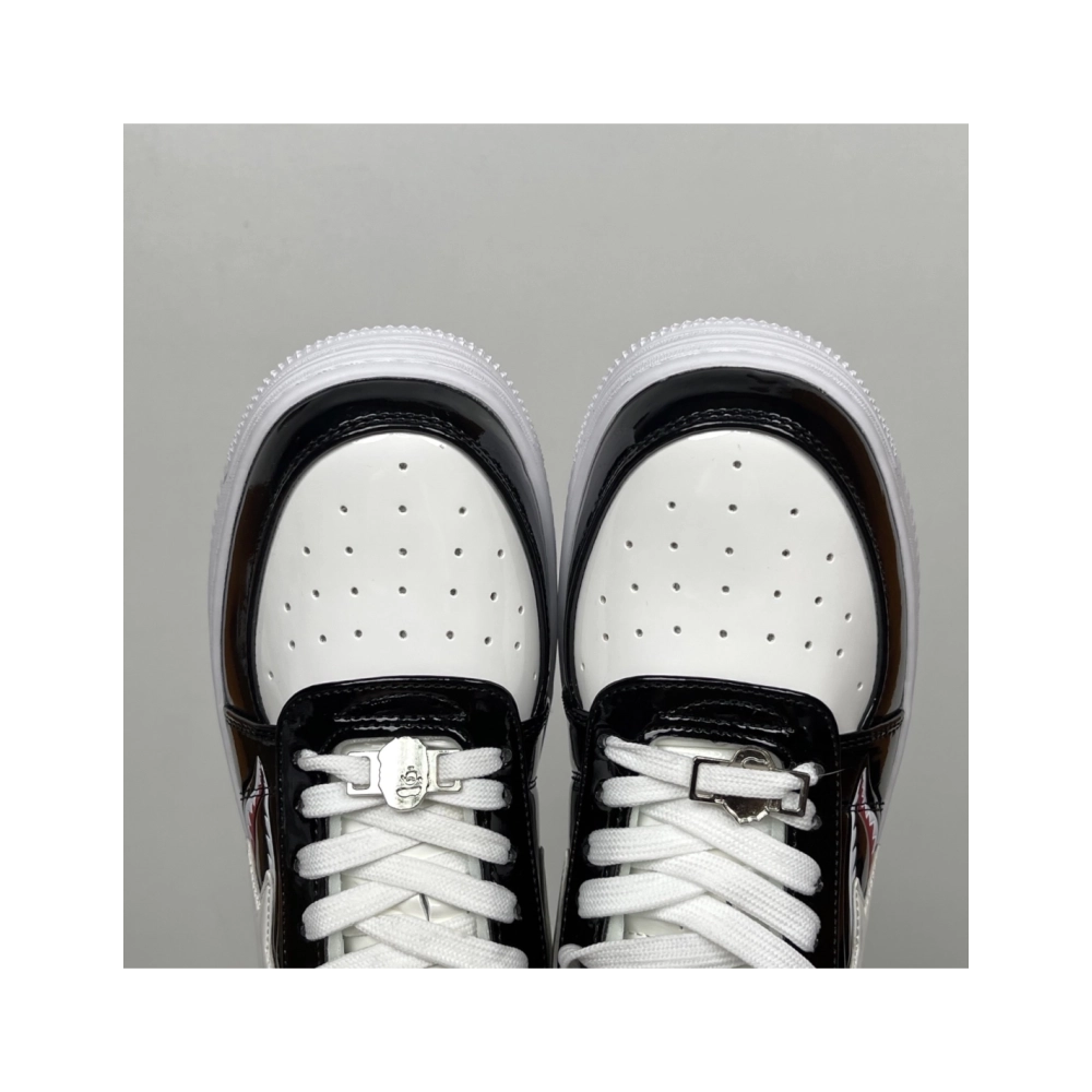 A Bathing Ape BAPE Bapesta Low Shark - White / Black 1G80-191-009 , Premium SneakersStreetwear , Worldwide Shipping
