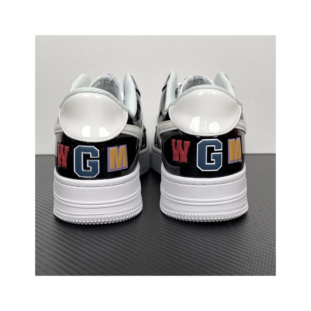 A Bathing Ape BAPE Bapesta Low Shark - White / Black 1G80-191-009 , Premium SneakersStreetwear , Worldwide Shipping