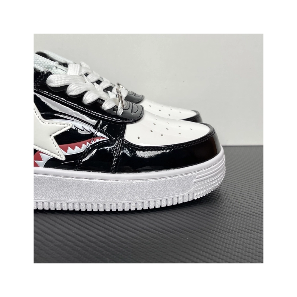 A Bathing Ape BAPE Bapesta Low Shark - White / Black 1G80-191-009 , Premium SneakersStreetwear , Worldwide Shipping