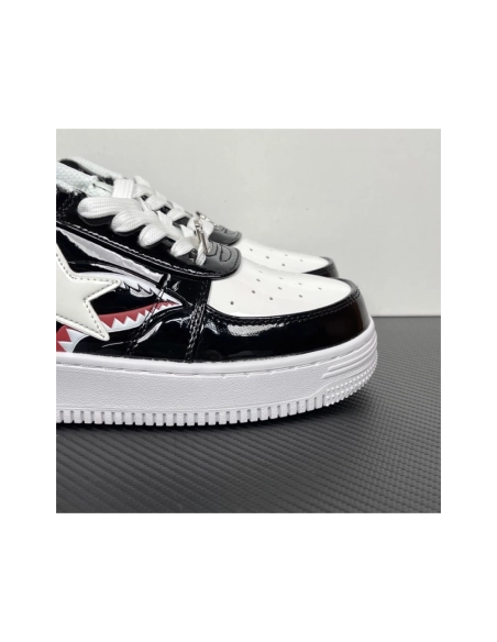 A Bathing Ape BAPE Bapesta Low Shark - White / Black 1G80-191-009 , Premium SneakersStreetwear , Worldwide Shipping