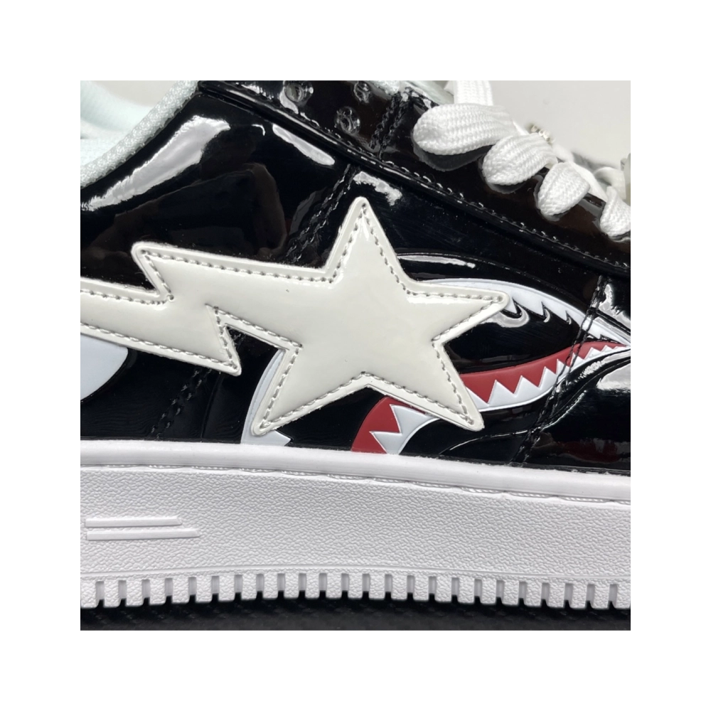 A Bathing Ape BAPE Bapesta Low Shark - White / Black 1G80-191-009 , Premium SneakersStreetwear , Worldwide Shipping