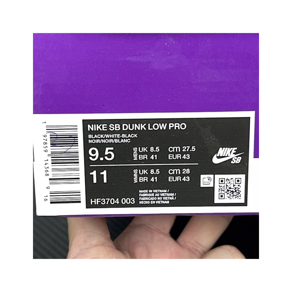 Nike Dunk Low Pro SB 'Black White Gum' HF3704-003 , Premium SneakersStreetwear , Worldwide Shipping