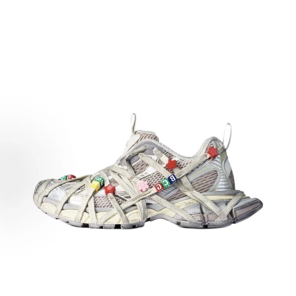 Balenciaga 3XL Extreme Lace Sneaker - Eggshell / Multicolor 778698W3XBD9188 , Premium SneakersStreetwear , Worldwide Shipping