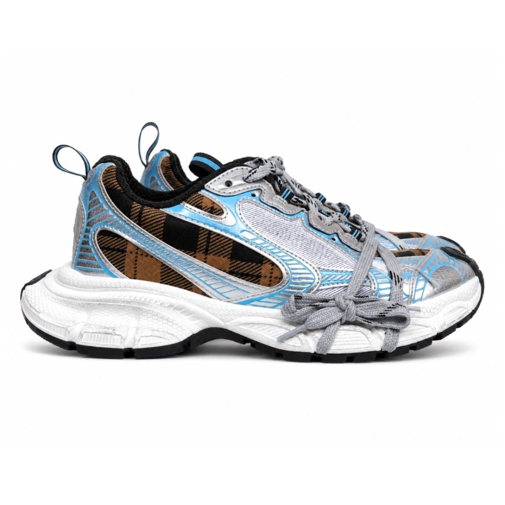 Balenciaga 3XL Sneaker - Check Pattern Blue/Brown/Black 734731 W3XMM 4210 , Premium SneakersStreetwear , Worldwide Shipping