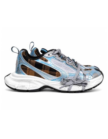 Balenciaga 3XL Sneaker - Check Pattern Blue/Brown/Black 734731 W3XMM 4210 , Premium SneakersStreetwear , Worldwide Shipping