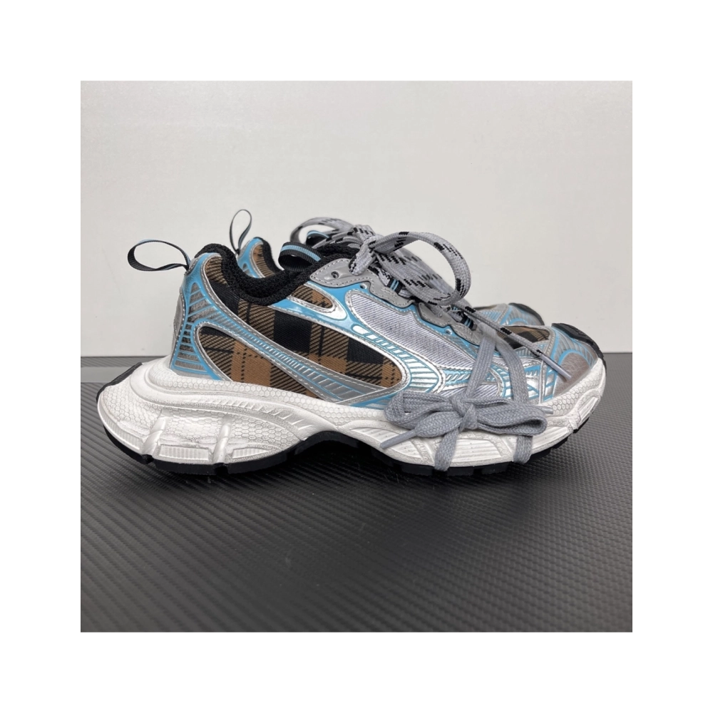 Balenciaga 3XL Sneaker - Check Pattern Blue/Brown/Black 734731 W3XMM 4210 , Premium SneakersStreetwear , Worldwide Shipping