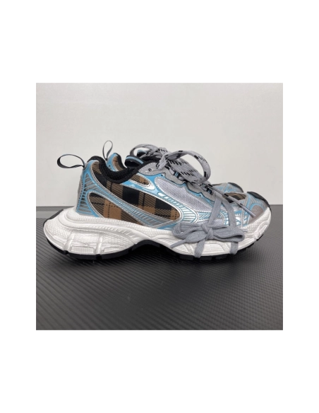 Balenciaga 3XL Sneaker - Check Pattern Blue/Brown/Black 734731 W3XMM 4210 , Premium SneakersStreetwear , Worldwide Shipping