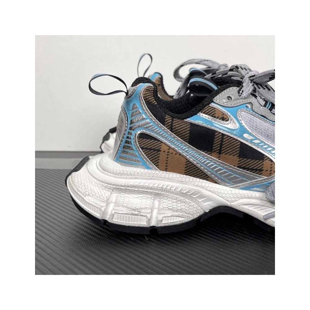 Balenciaga 3XL Sneaker - Check Pattern Blue/Brown/Black 734731 W3XMM 4210 , Premium SneakersStreetwear , Worldwide Shipping