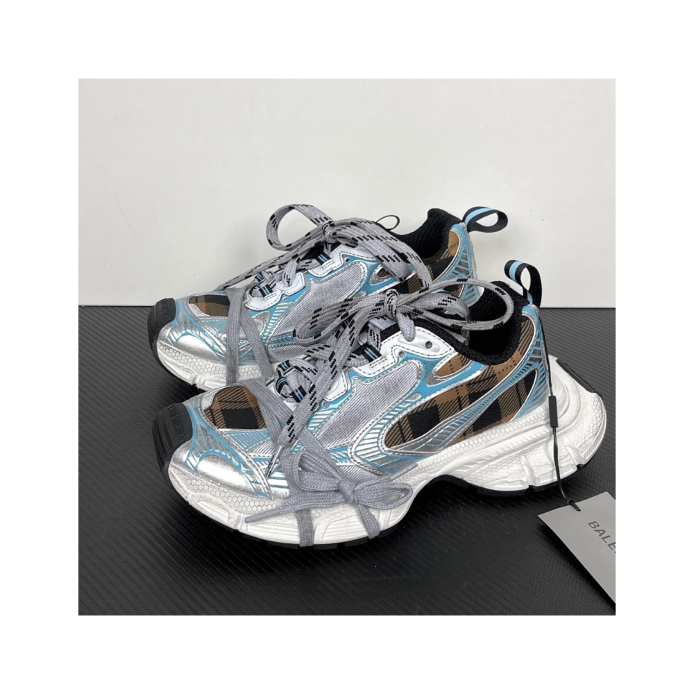 Balenciaga 3XL Sneaker - Check Pattern Blue/Brown/Black 734731 W3XMM 4210 , Premium SneakersStreetwear , Worldwide Shipping