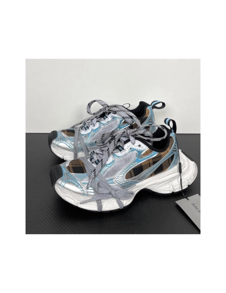 Balenciaga 3XL Sneaker - Check Pattern Blue/Brown/Black 734731 W3XMM 4210 , Premium SneakersStreetwear , Worldwide Shipping