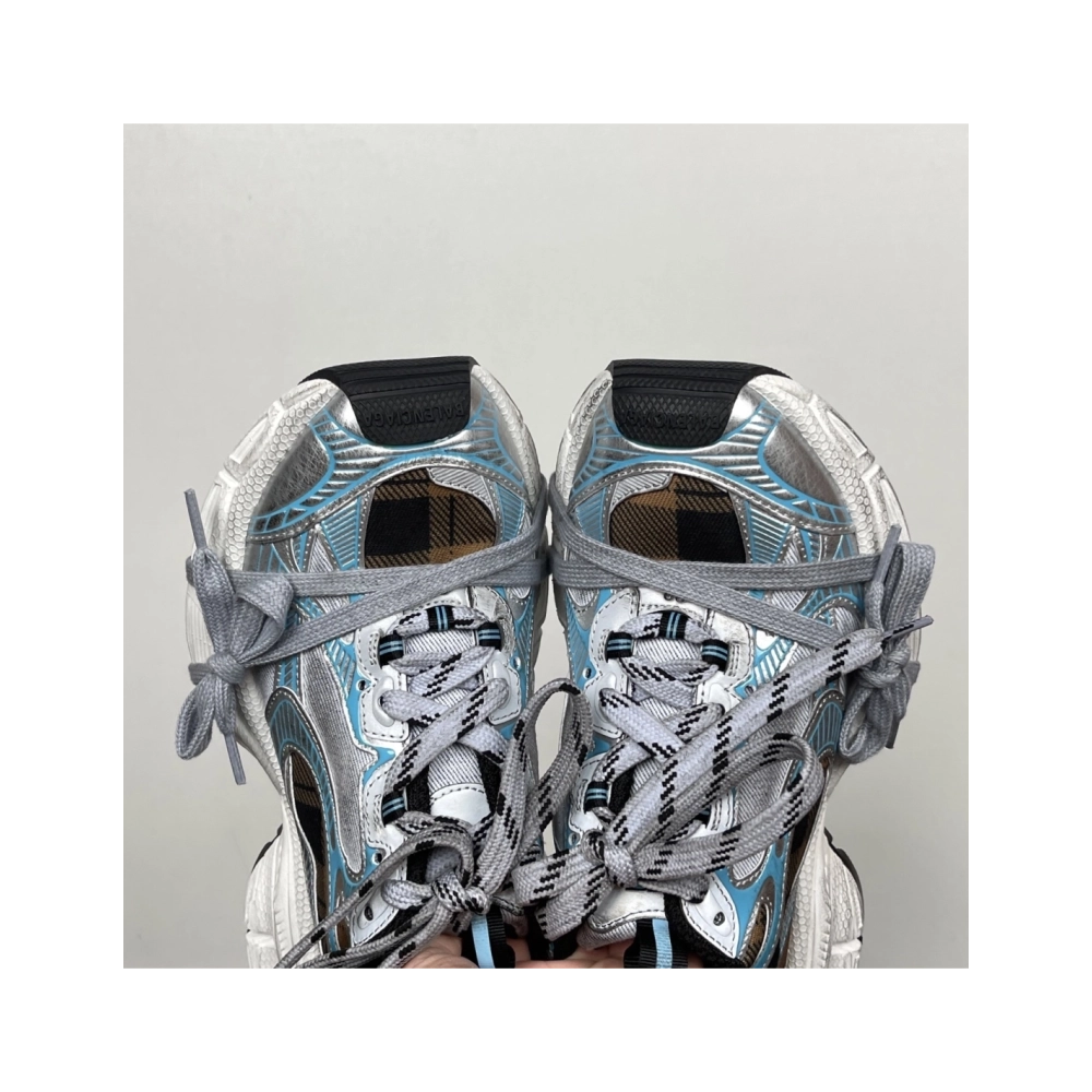 Balenciaga 3XL Sneaker - Check Pattern Blue/Brown/Black 734731 W3XMM 4210 , Premium SneakersStreetwear , Worldwide Shipping