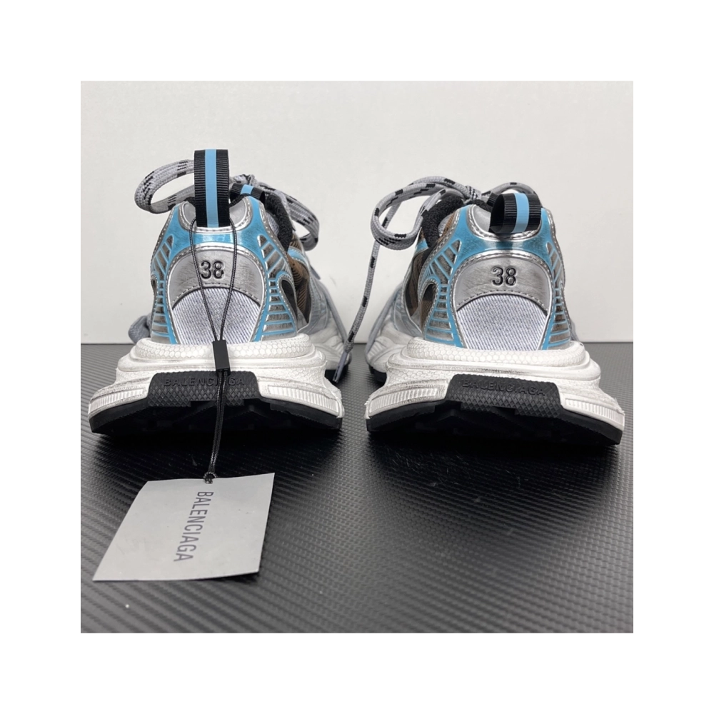Balenciaga 3XL Sneaker - Check Pattern Blue/Brown/Black 734731 W3XMM 4210 , Premium SneakersStreetwear , Worldwide Shipping