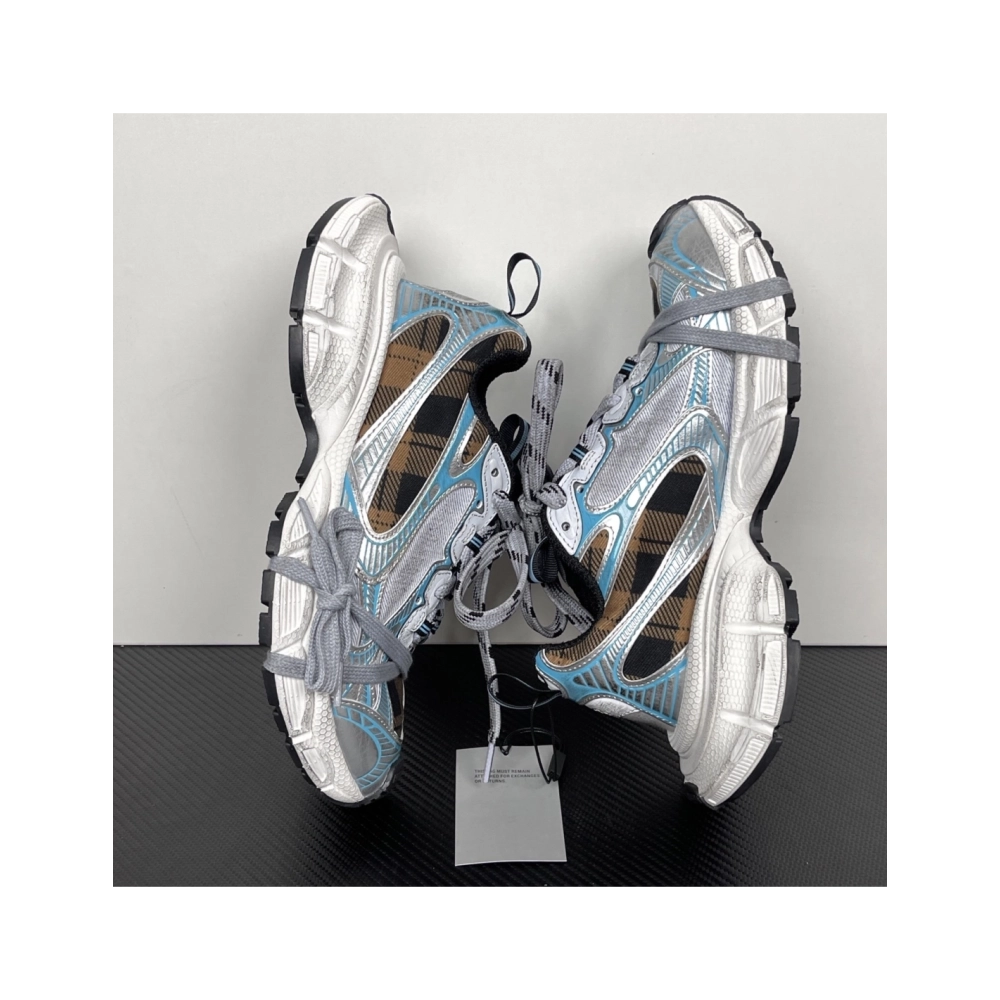 Balenciaga 3XL Sneaker - Check Pattern Blue/Brown/Black 734731 W3XMM 4210 , Premium SneakersStreetwear , Worldwide Shipping