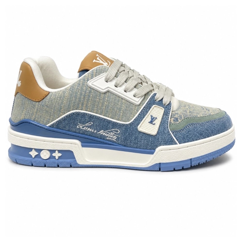 Tyler, the Creator x Louis Vuitton LV Trainer - Blue Denim 1AKCEY , Premium SneakersStreetwear , Worldwide Shipping